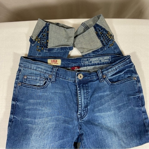 Lolo Denim Design Classic Skinny Crop with Embellished Cuff Junior Size 11 - Picture 5 of 13